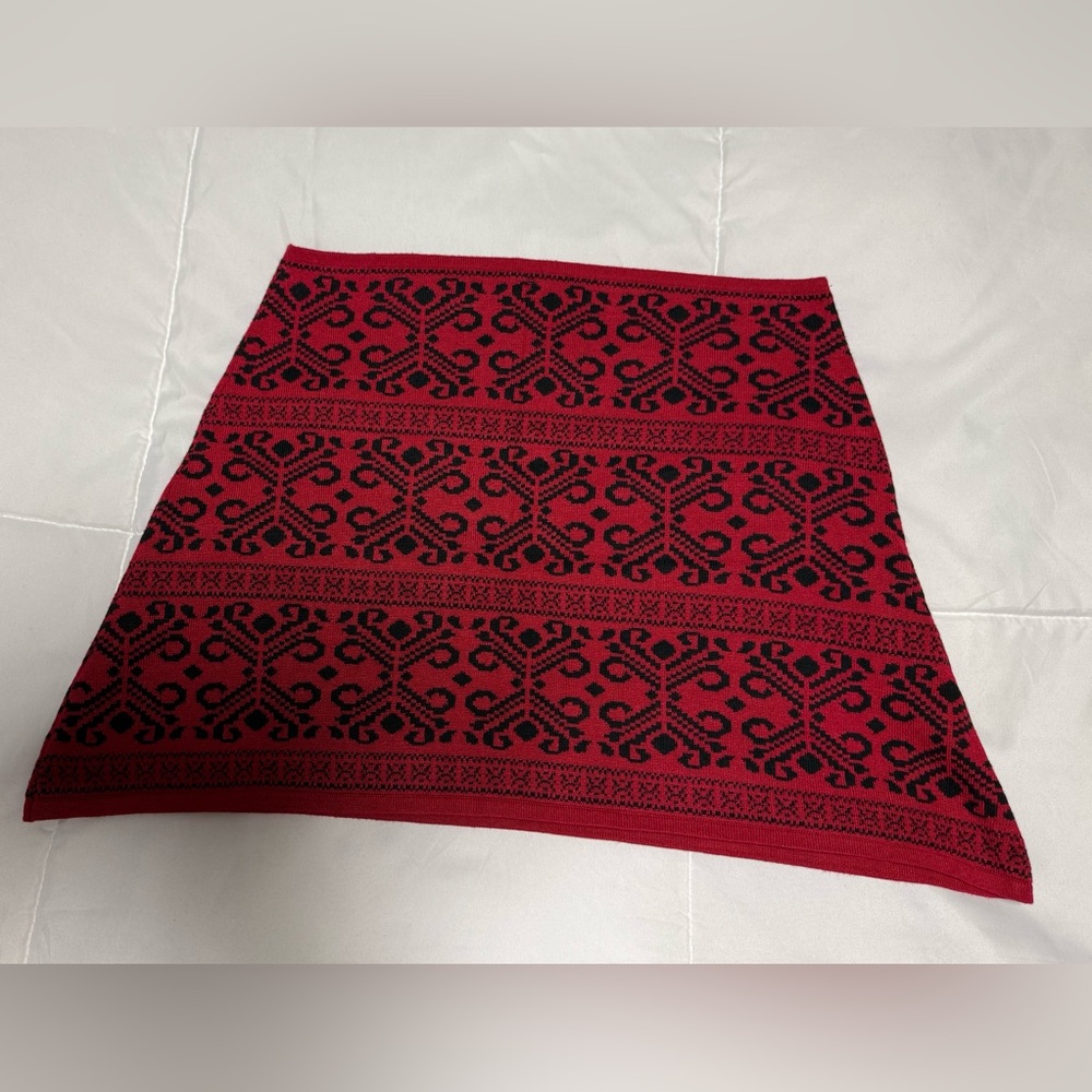 Elegant Red and Black Patterned Skirt